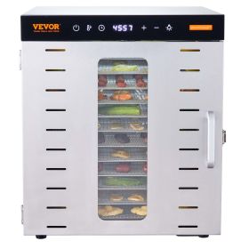 VEVOR Food Dehydrator Machine, 10 Stainless Steel Trays, 1000W Electric Food Dryer with Digital Adjustable Timer & Temperature for Jerky, Herb, M
