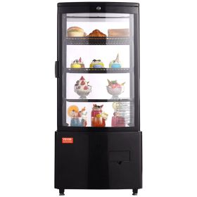 VEVOR Refrigerated Display Case, 3 Cu.Ft./85L Countertop Pastry Display Case, 3-Tier Commercial Display Refrigerator with LED Lighting, TURBO Coo