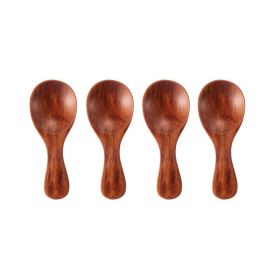4Pcs Mini Wooden Spoons; Small Spice Condiment Spoon; Sugar Tea Coffee Scoop; Short Handle Wood Spoon; Jam Mustard Ice Cream Wood Spoons; Kitchen (Color: Brown Color)